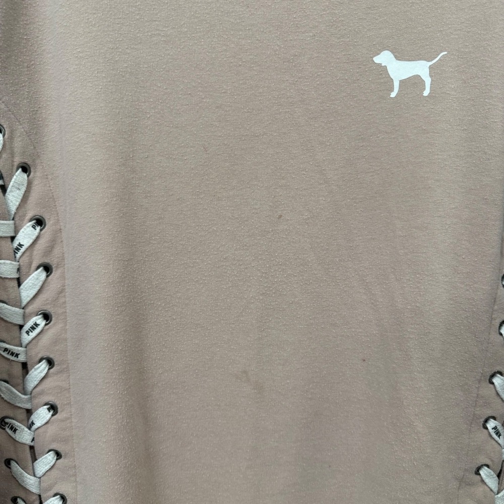 Pink Victoria's Secret Lace Up Side Sweatshirt Mauve Dog Logo Small - Picture 2 of 8